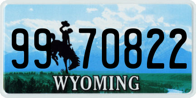 WY license plate 9970822
