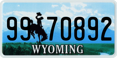 WY license plate 9970892