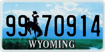 WY license plate 9970914