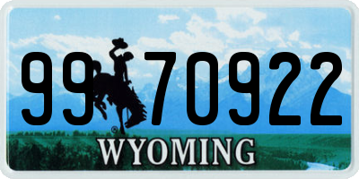 WY license plate 9970922