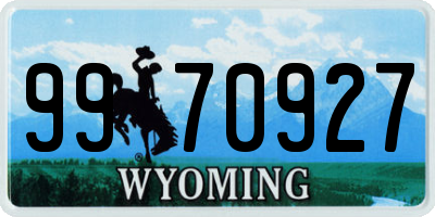 WY license plate 9970927
