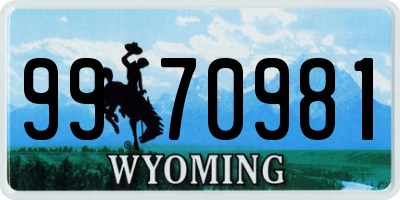 WY license plate 9970981