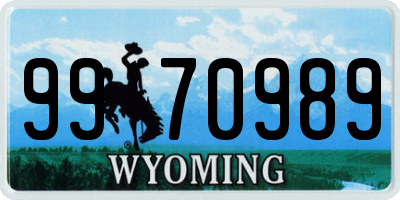 WY license plate 9970989