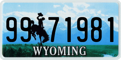 WY license plate 9971981