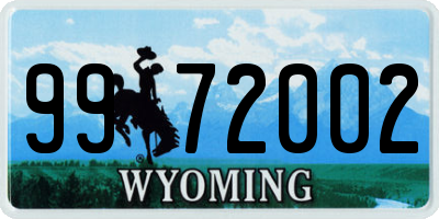 WY license plate 9972002