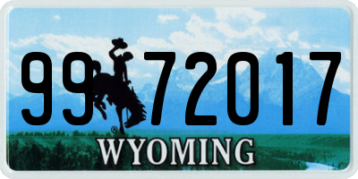 WY license plate 9972017