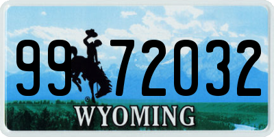 WY license plate 9972032