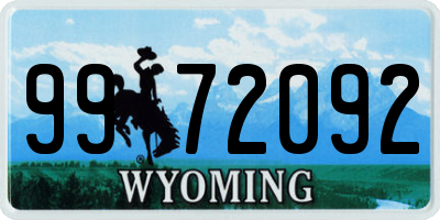WY license plate 9972092