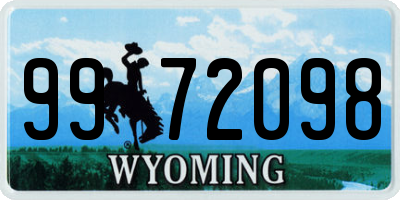WY license plate 9972098