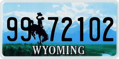 WY license plate 9972102