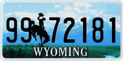 WY license plate 9972181