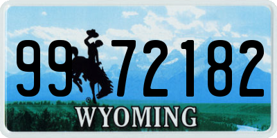 WY license plate 9972182