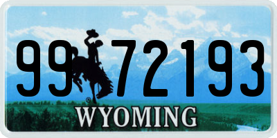 WY license plate 9972193