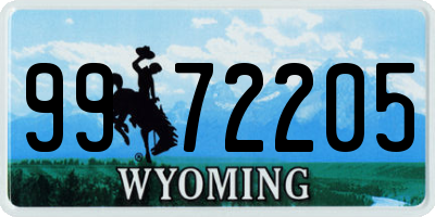 WY license plate 9972205