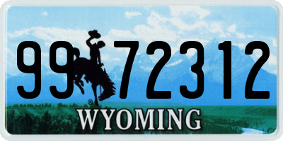 WY license plate 9972312