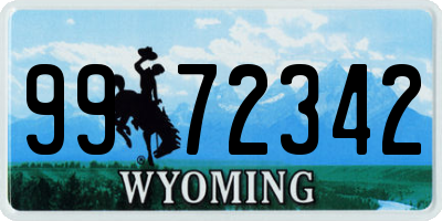 WY license plate 9972342