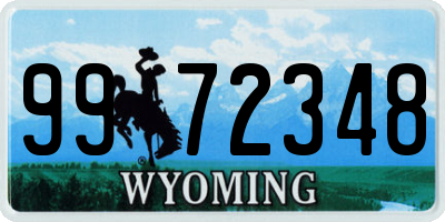 WY license plate 9972348