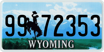 WY license plate 9972353