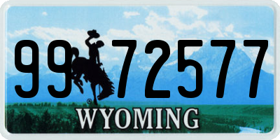 WY license plate 9972577