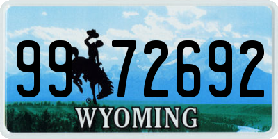 WY license plate 9972692