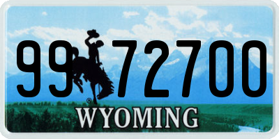 WY license plate 9972700