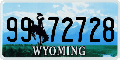 WY license plate 9972728