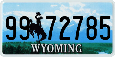 WY license plate 9972785