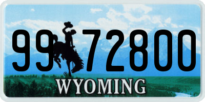 WY license plate 9972800