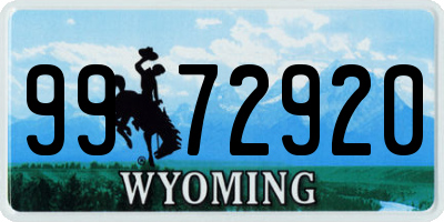 WY license plate 9972920