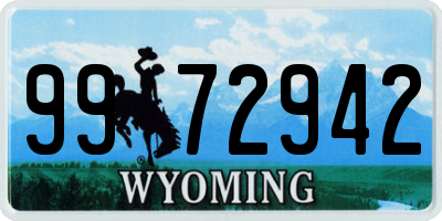 WY license plate 9972942