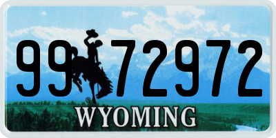 WY license plate 9972972