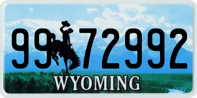 WY license plate 9972992