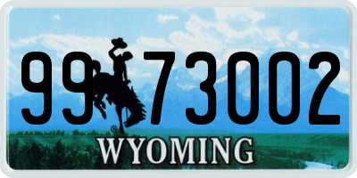 WY license plate 9973002