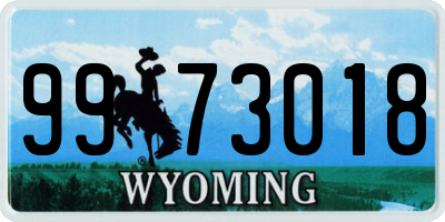 WY license plate 9973018