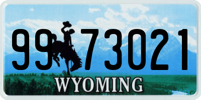 WY license plate 9973021