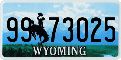 WY license plate 9973025