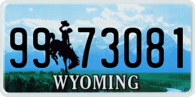 WY license plate 9973081