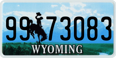 WY license plate 9973083