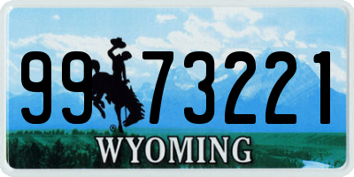 WY license plate 9973221