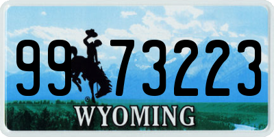 WY license plate 9973223