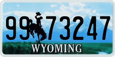 WY license plate 9973247