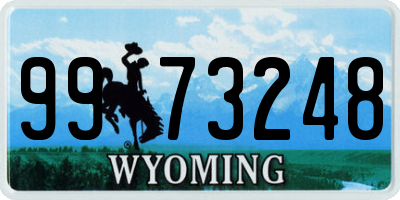 WY license plate 9973248