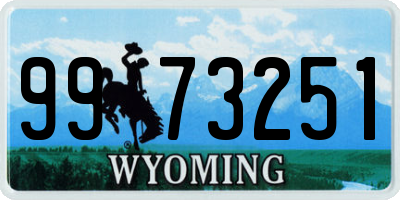 WY license plate 9973251