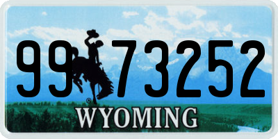WY license plate 9973252
