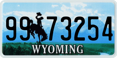 WY license plate 9973254