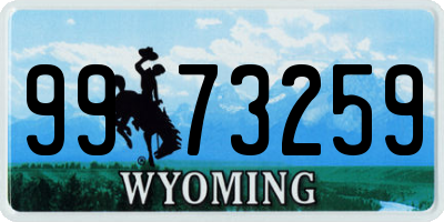 WY license plate 9973259