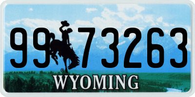 WY license plate 9973263