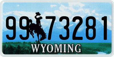 WY license plate 9973281
