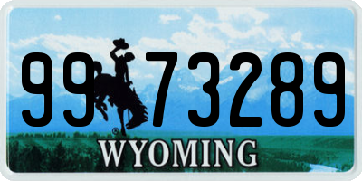 WY license plate 9973289