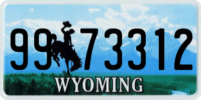 WY license plate 9973312
